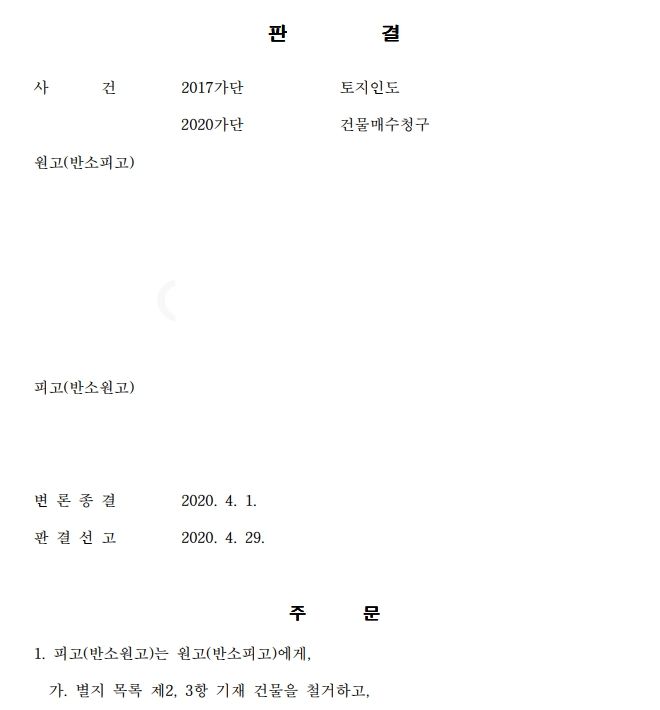 토지인도, 건물철거 이미지 1