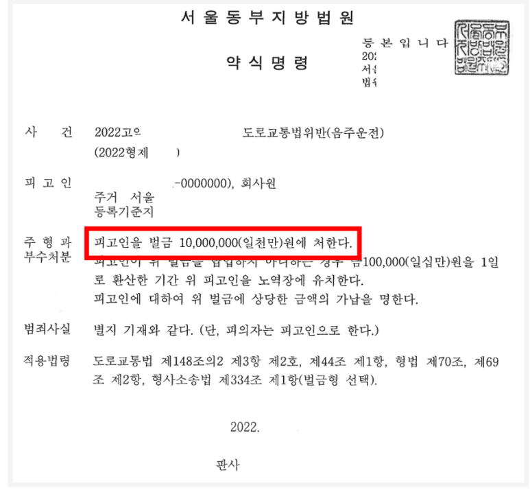 사립대학 교직원이 음주운전 사고를 낸 사건: 무혐의, 벌금형 이미지 2