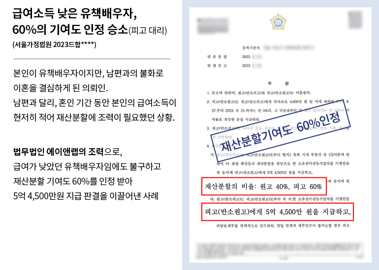 [재산분할] 불리한 유책배우자, 세밀한 전략으로 5억 인정 승소 이미지 1