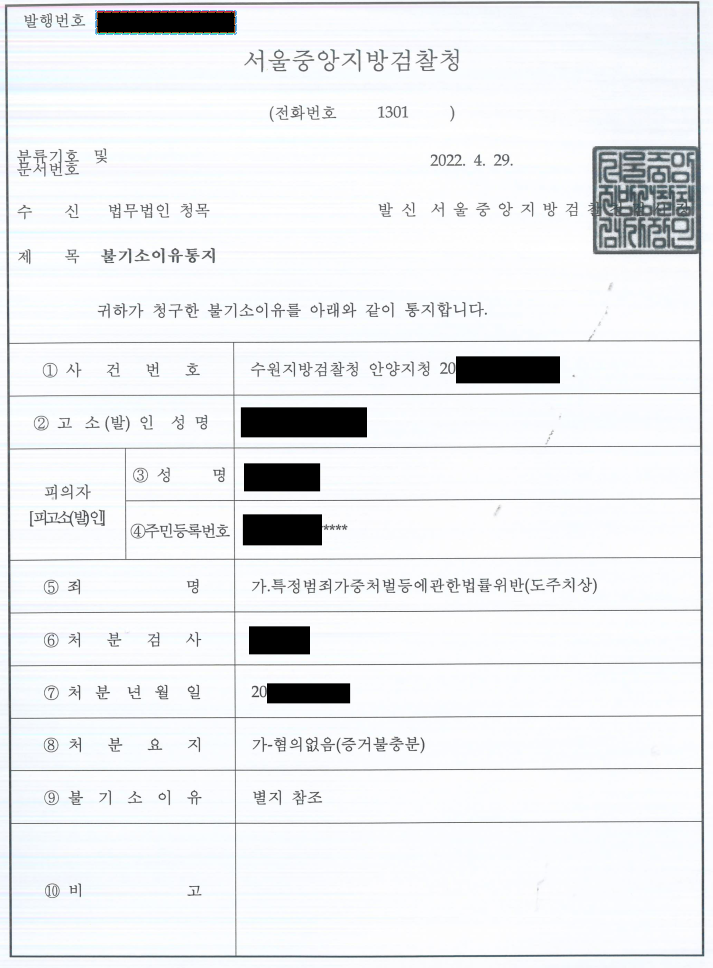 [도주치상/무혐의] 도주치상(뺑소니) 혐의없음 방어사례 이미지 1