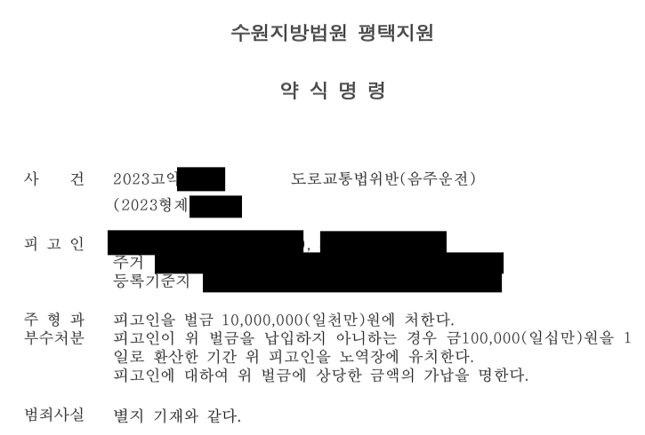 [2진/ 구약식] 음주2진, 0.251% / 약식기소 방어사례 이미지 1