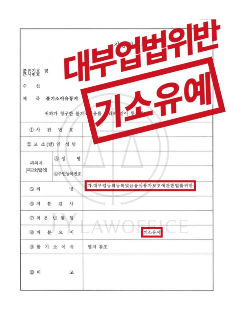 대부업법위반, 유리한 진술로 기소유예 이미지 1