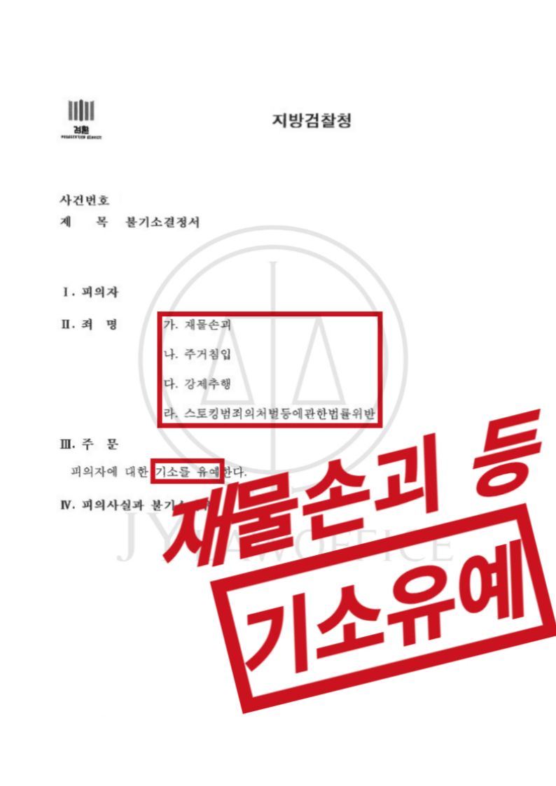 재물손괴/주거침입/강제추행/스토킹, 기소유예 이미지 1