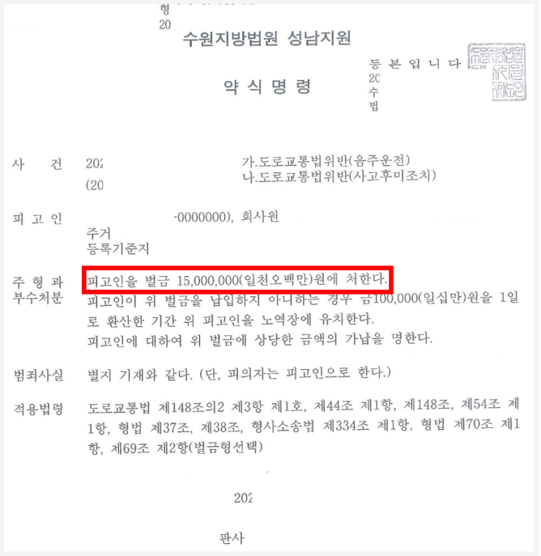 음주수치 0.240%의 만취 상태로 사고 후 도주한 뺑소니 이미지 1