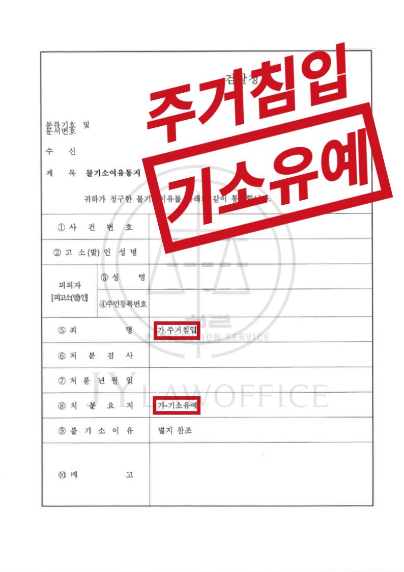 주거침입, 우발적 범행, 기소유예 이미지 1