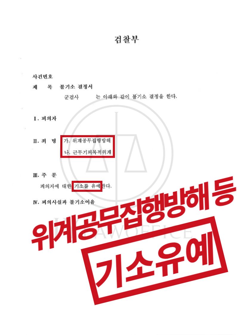 위계공무집행방해/근무기피목적위계, 기소유예 이미지 1