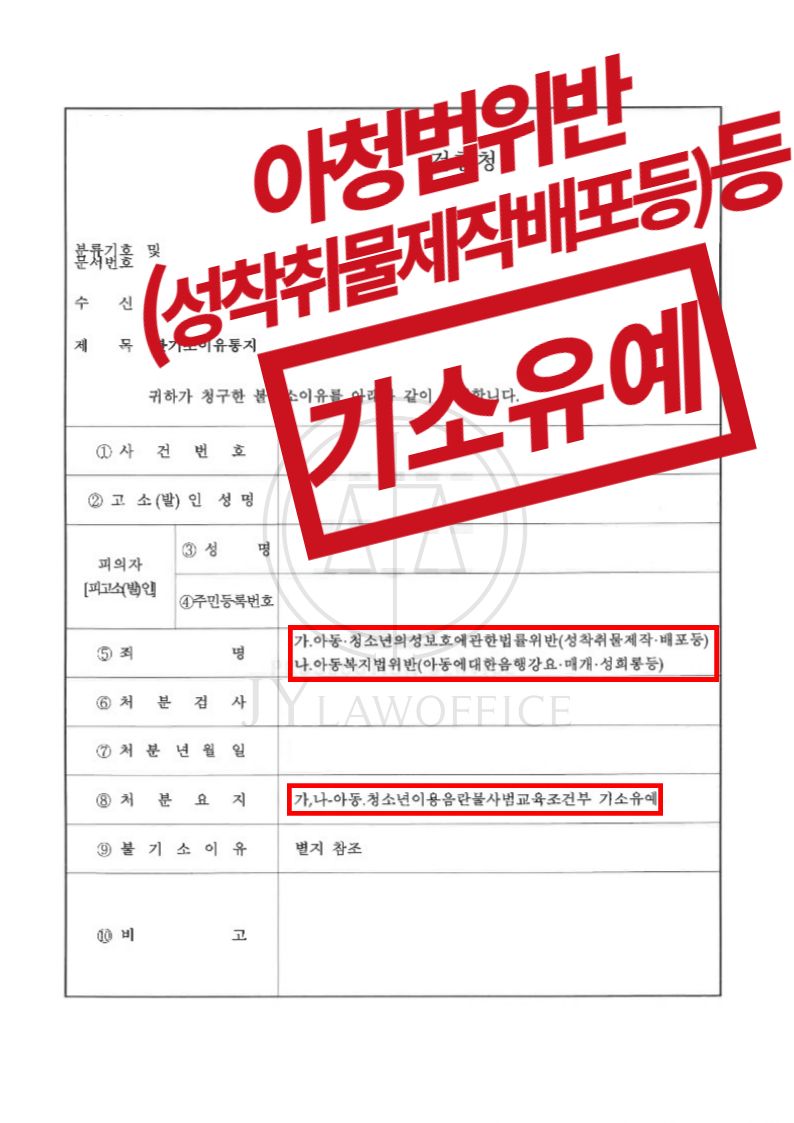 아청법위반(성착취물제작배포등), 기소유예 이미지 1