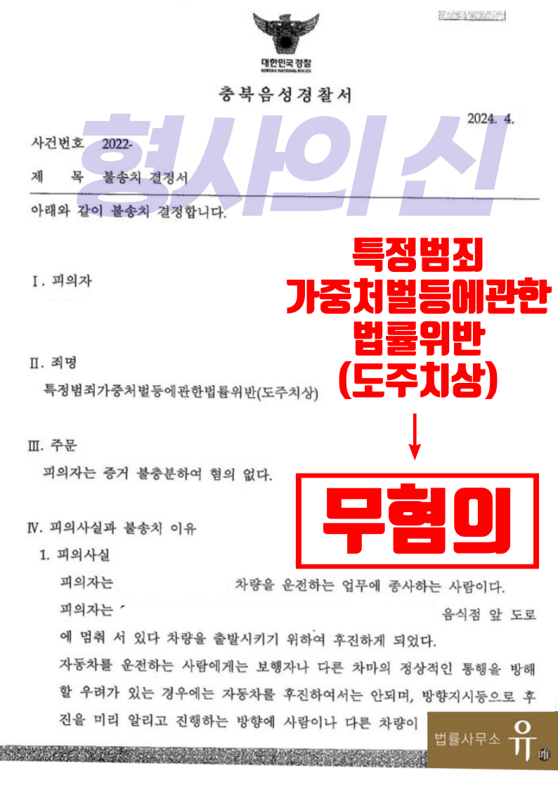 주차 중 상해를 입히고 도주한 혐의-무혐의(특가법 도주치상) 이미지 1