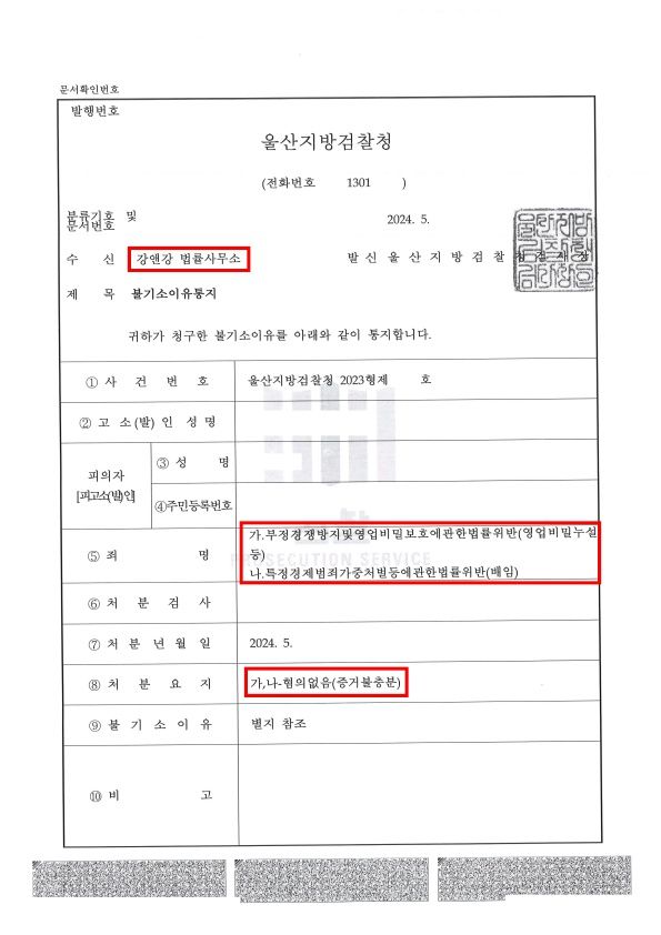 영업비밀누설 불기소 성공사례 이미지 1