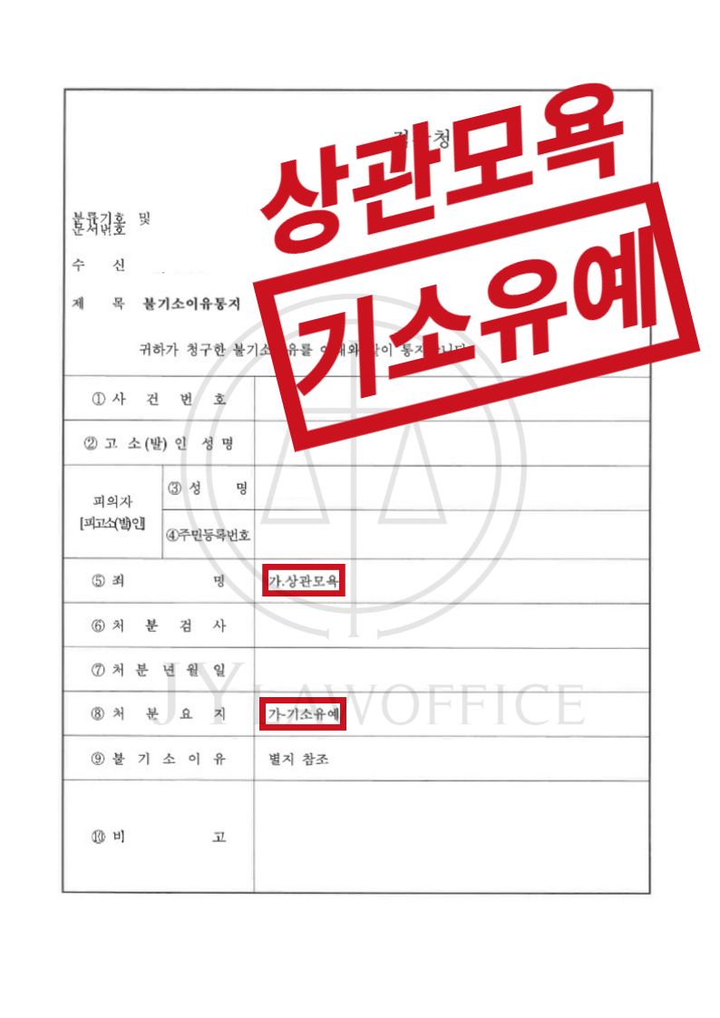 상관모욕, 경미한 피해로 기소유예 이미지 1