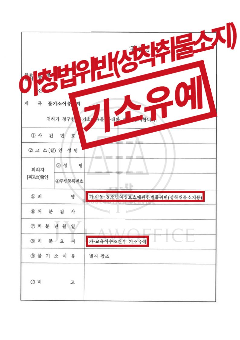 아청법위반(성착취물소지등), 기소유예 이미지 1