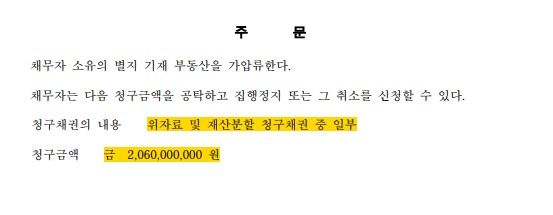 이혼 소송 전 부동산 가압류, 인용 이미지 1