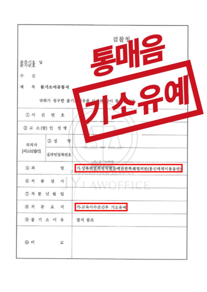 통신매체이용음란죄, 기소유예 이미지 1