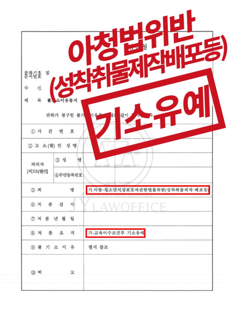 아청법위반(성착취물제작배포등), 기소유예 이미지 1