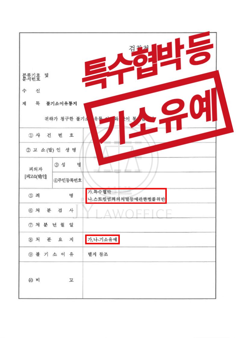 특수협박/스토킹, 기소유예 이미지 1