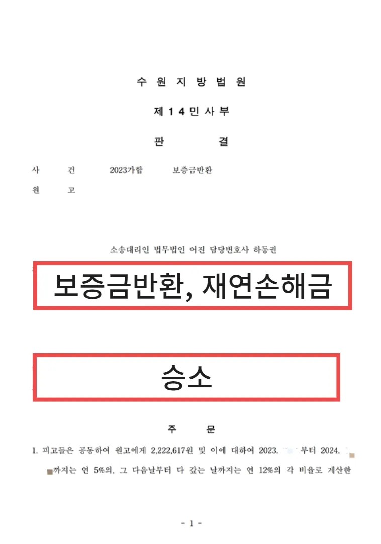전세보증금반환소송, 승소하여 전액 반환받은 성공사례 이미지 1