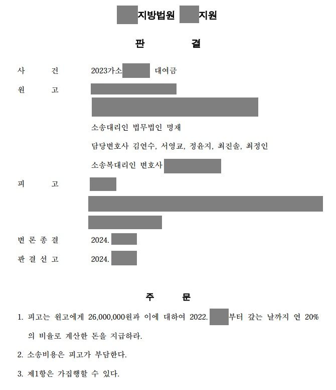 대여금이 아닌 투자금이라 상환할 의무가 없다고 주장하는 채무자 이미지 1